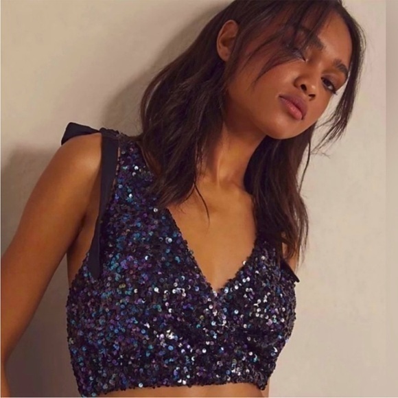 Free People Sequin Crop Top Big Night Out Will Fit Larger Sizes As Well